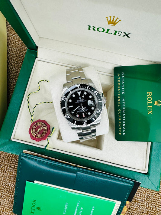 Rolex Submariner Date Automatic Stainless Steel Silver Case Black Dial Men’s Chain Watch