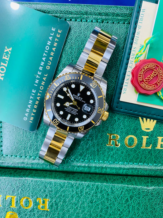 Rolex Submariner Date Dual Tone Automatic Stainless Steel Black Dial Men’s Chain Watch
