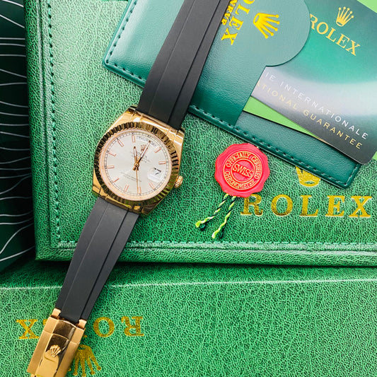 Rolex Day-Date Oyster Perpetual Automatic White Dial Silicone Strap Lady’s Watch