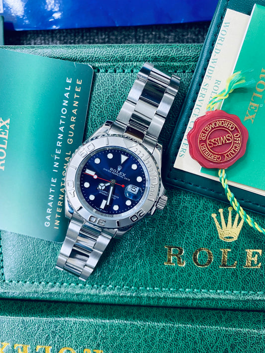 Rolex Yacht-Master Automatic Silver Color with Blue Dial Stainless Steel Chain Men’s Watch