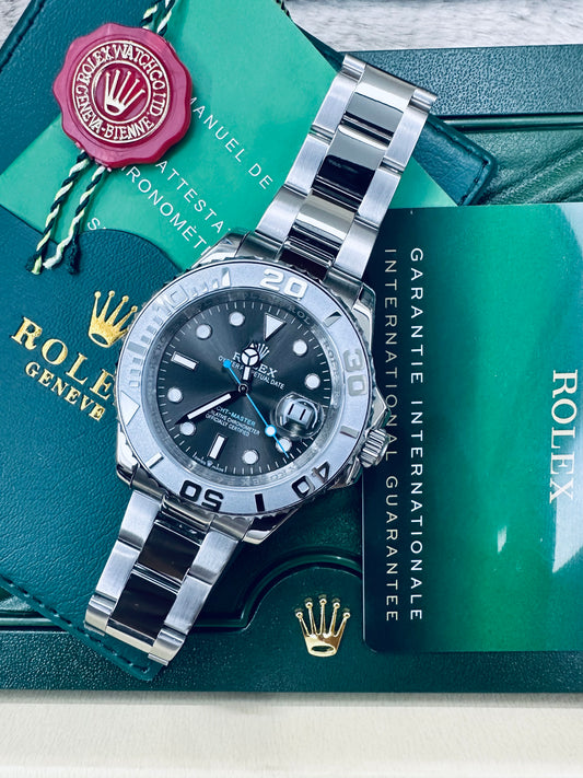 Rolex Yacht-Master Automatic Silver Color with Grey Dial Stainless Steel Chain Men’s Watch