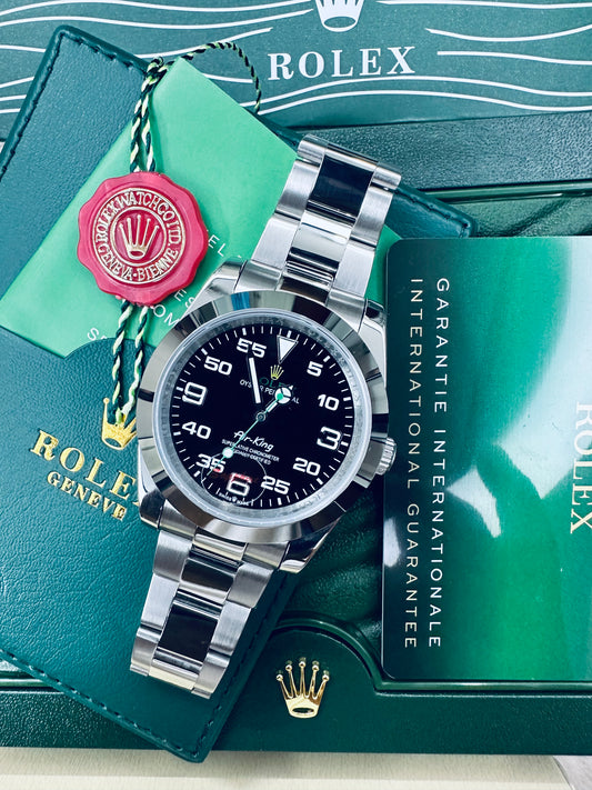 Rolex Air-King Automatic Silver Color with Black Dial Stainless Steel Chain Men’s Watch