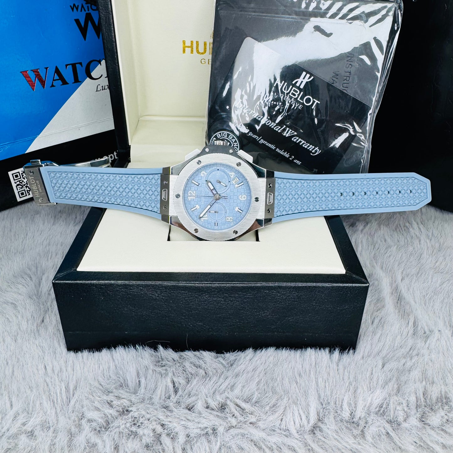 Hub-lot Big Bang Unico Chronograph Quartz "Coal Blue" Stainless Steel Case Silicone Strap Men’s Watch