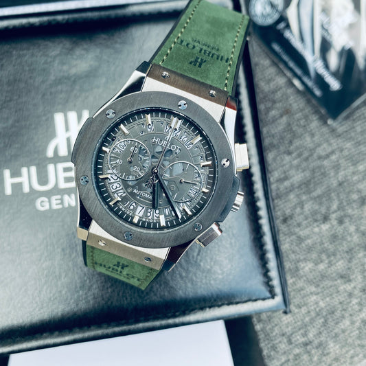 Hublot BigBang Geneve Stainless Steel quartz movements Green Leather X Silicone Strap Europe Standard Watch For Men