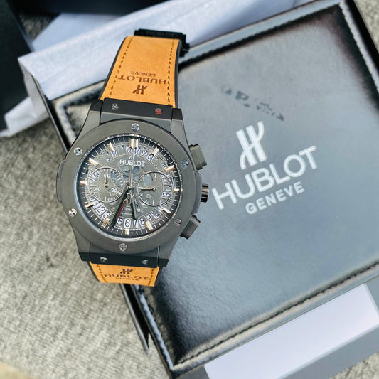 Hublot BigBang Geneve Stainless Steel quartz movements Brown Leather X Silicone Strap Europe Standard Watch For Men