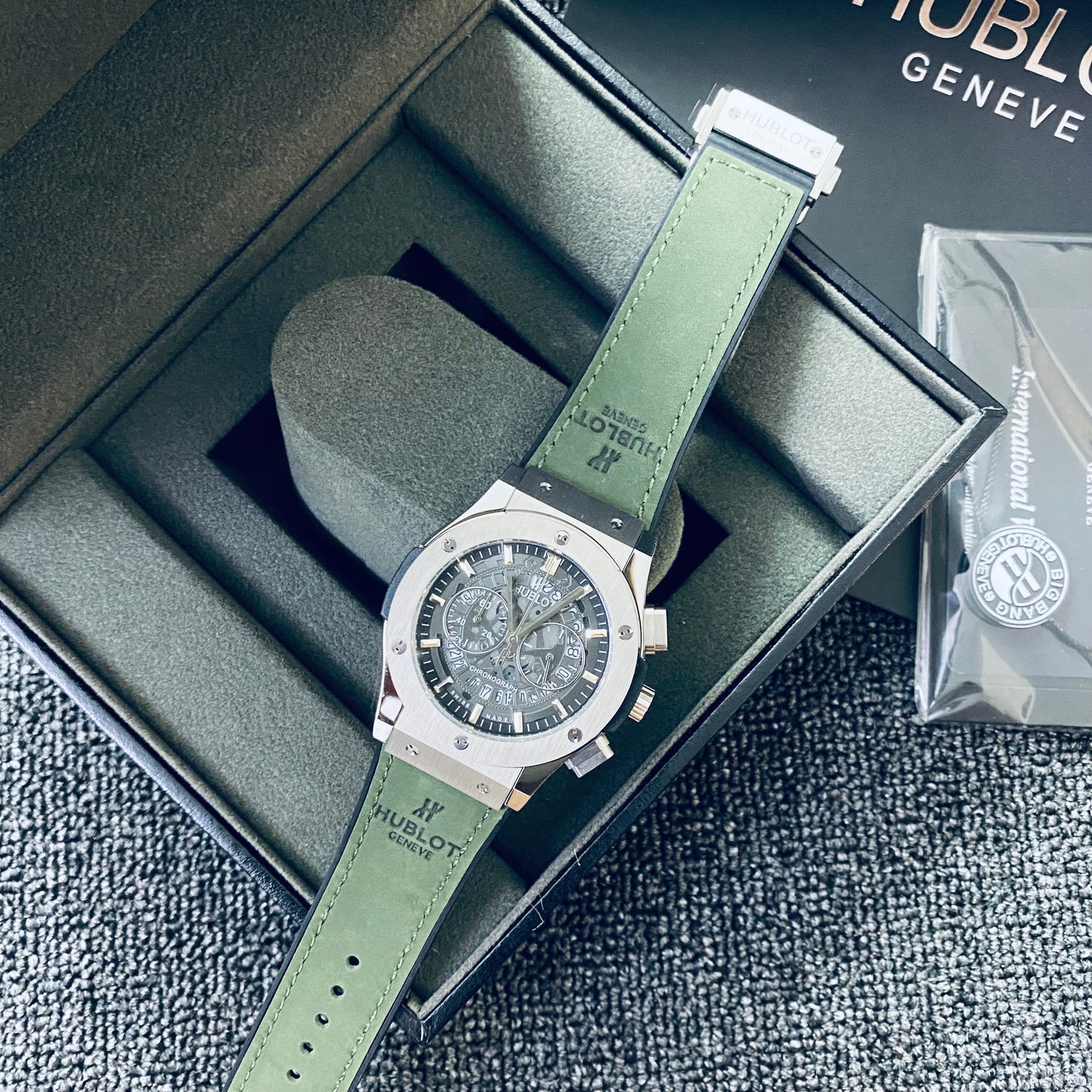 Hublot BigBang Geneve Stainless Steel quartz movements Leather & Silicone Mixed Strap Europe Standard Watch For Men