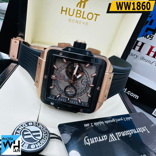 Hublot BigBang Unick Rose Gold & Black Stainless Steel Quartz Silicone Strap Europe Standard Watch For Men's