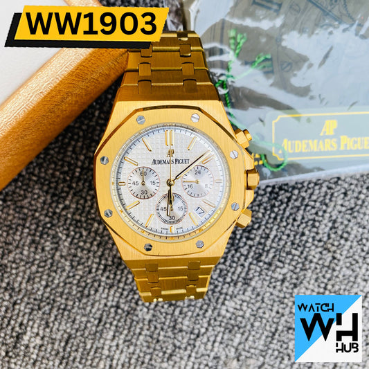 Audemars Piguet Royal Oak Chronograph Quartz Gold Color Stainless Steel Men's Watch