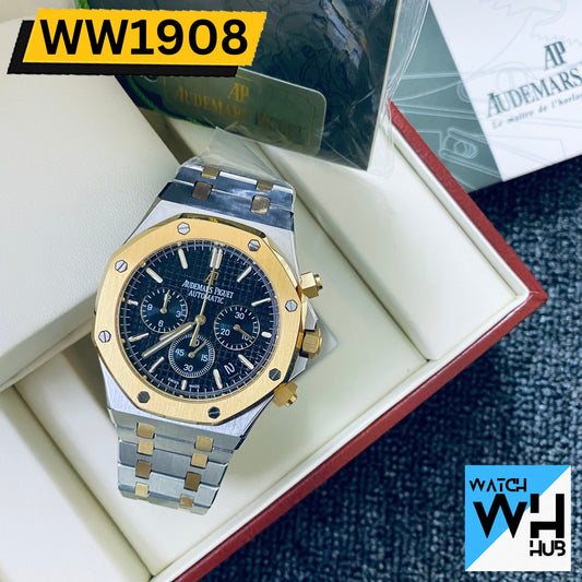 Audemars Piguet Royal Oak Chronograph Quartz Silver & Gold Color Stainless Steel Men's Watch