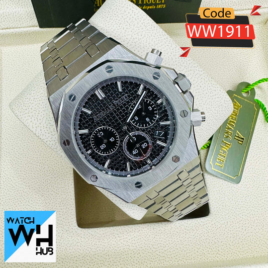 Audemars Piguet Royal Oak Chronograph Quartz Full Silver ColorStainless Steel Men's Watch