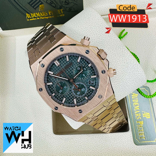 Audemars Piguet Royal Oak Chronograph Quartz Dark Green Dial Stainless Steel Men's Watch