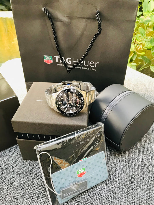 Tag Heuer Aquaracer 300M Quartz Chronograph Ceramic Bezel Men’s Stainless Steel Chain Watch