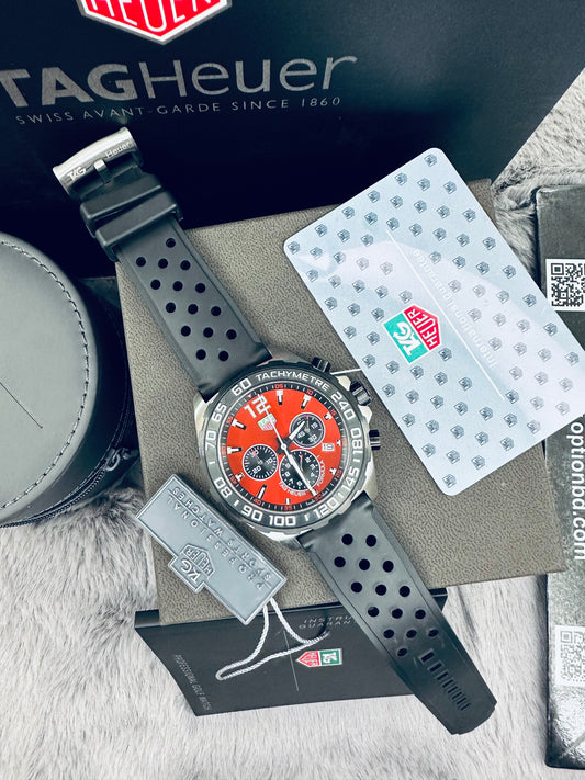 Tag Heuer Formula 1 REd Dial Quartz Chronograph Men’s Silicon Strap Watch