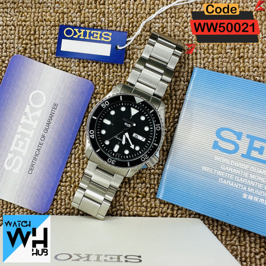 SEIKO SRPD51 5 Sports Black Dial Stainless Steel Chain Men's watch