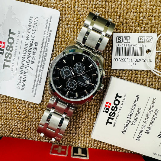Tissot Courturtier Chronograph Black Dial Automatic Stainless Steel Men’s Watch