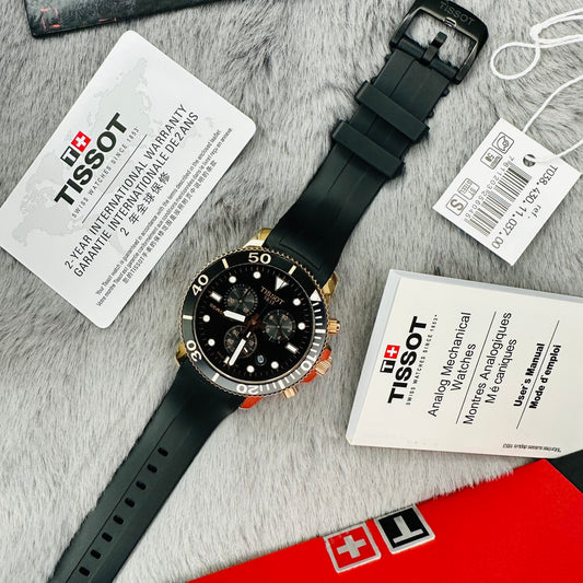 Tissot Seastar T120417 A Chronograph Quartz Stainless Steel Silicone Strap Men’s Watch