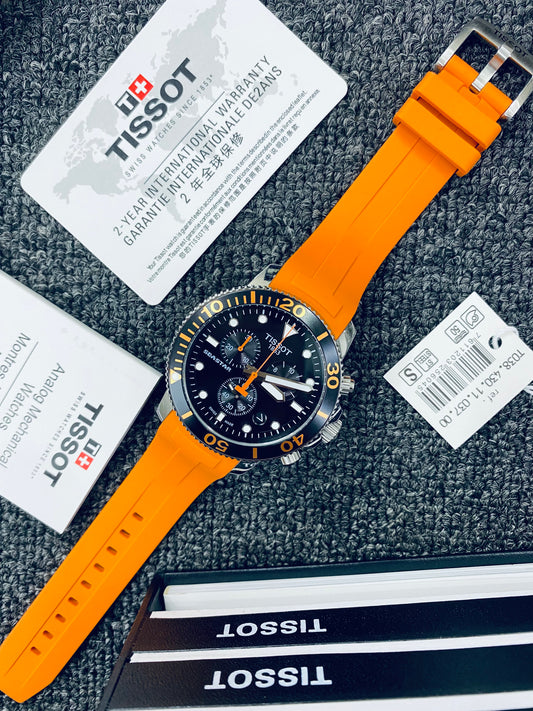 Tissot Seastar T120417 A Chronograph Quartz Stainless Steel Silicone Strap Men’s Watch