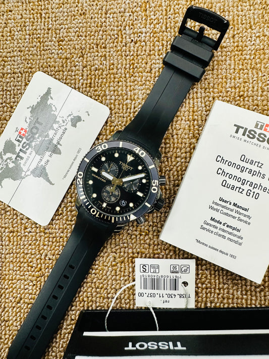 Tissot Seastar T120417 A Chronograph Quartz Stainless Steel Silicone Strap Men’s Watch