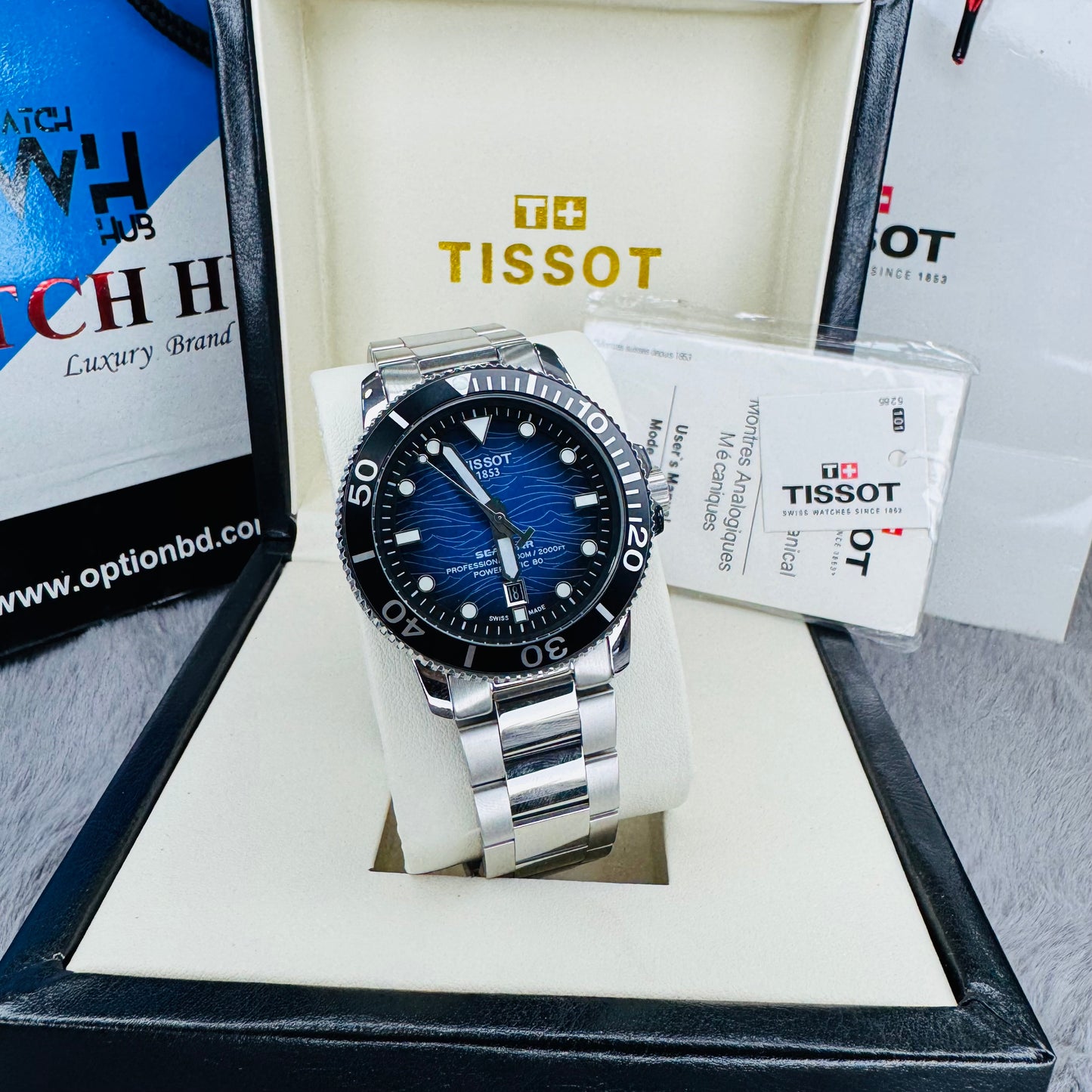 Tissot Seastar 2000 T120607 Powermatic 80 Blue Dial Automatic Stainless Steel Chain Men’s Watch