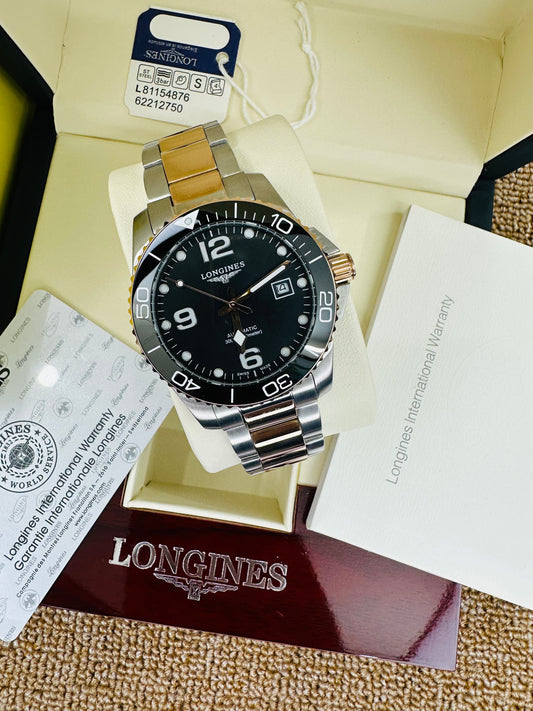 Longines Hydro Conquest Black Bezel Automatic Stainless Steel Chain Men’s Watch