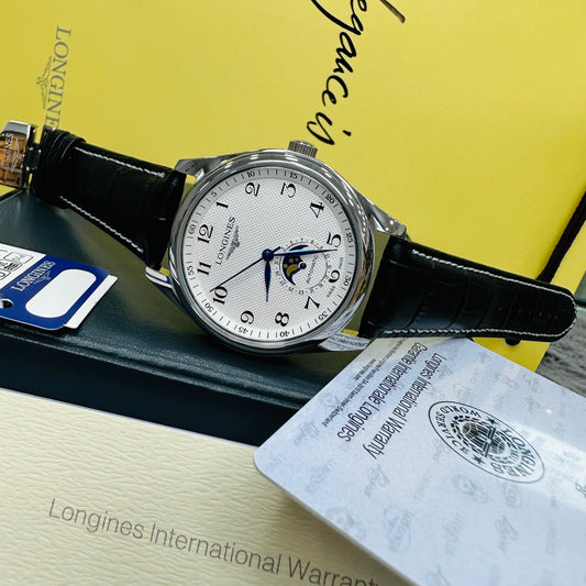 Longines Master Collection Moon-Phase Automatic Genuine Leather Strap Men’s Watch