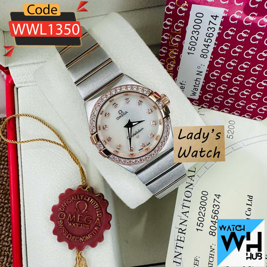 Omega Constellation Silver & Rose-Gold Stainless Steel Chain Quartz Women's Watch