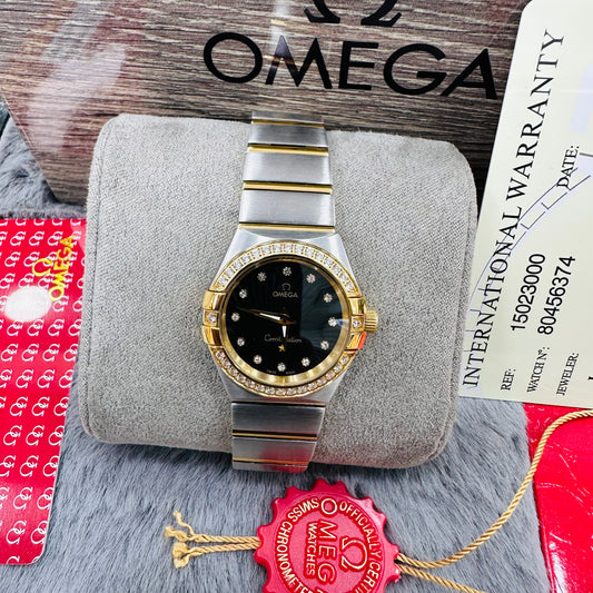 Omega Constellation Silver & Yellow Gold Stainless Steel Chain Quartz Women's Watch