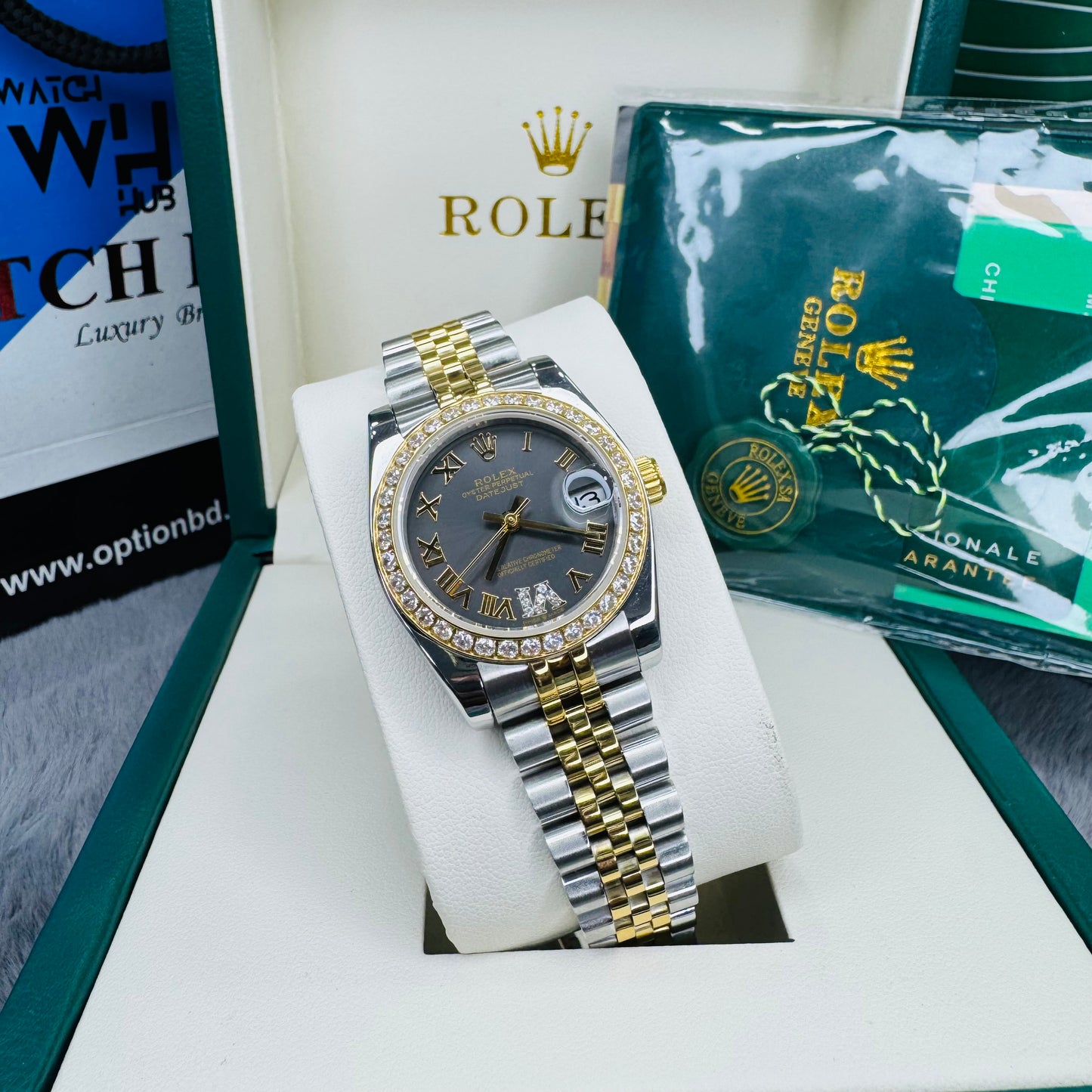 Rolex Lady Date-just Two-Tone Green Dial Automatic Stainless Steel Chain Lady’s Watch