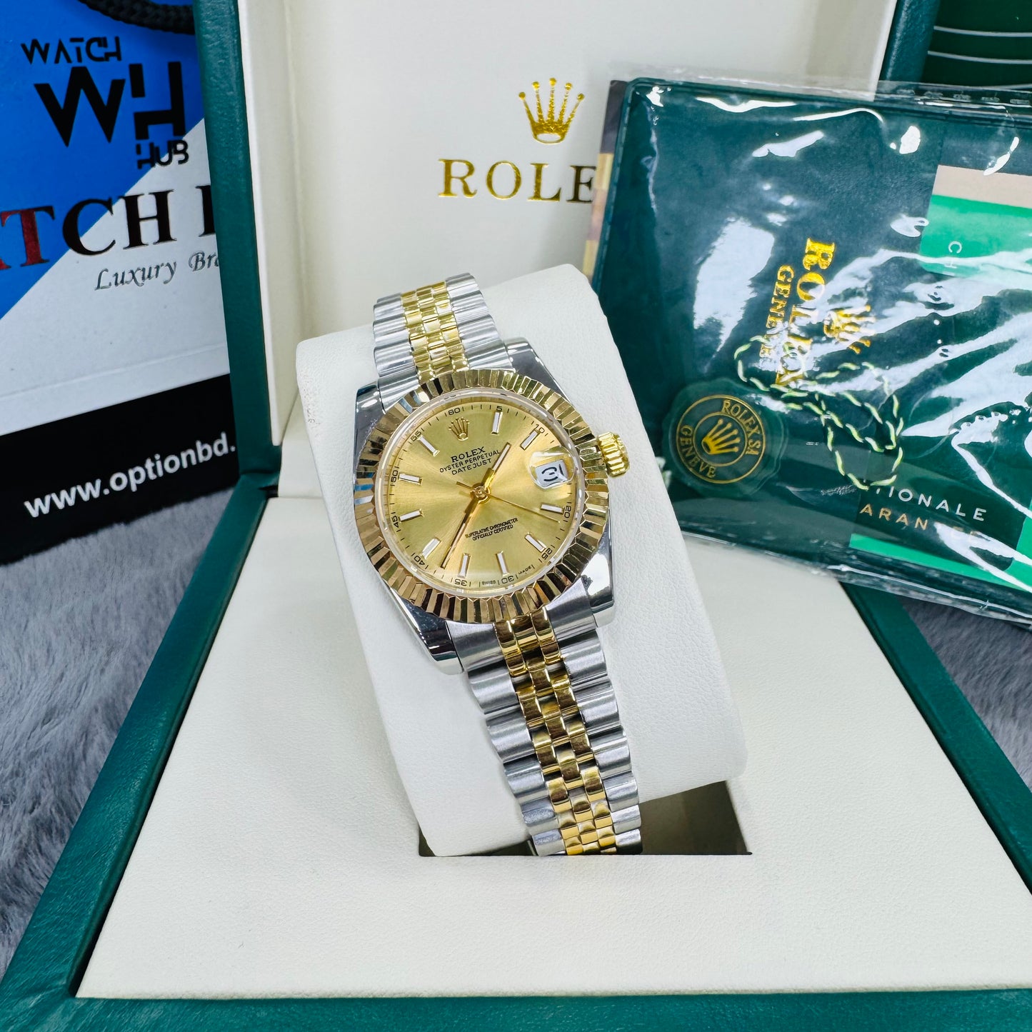 Rolex Lady Date-just Two-Tone Yellowish Dial Automatic Stainless Steel Chain Lady’s Watch