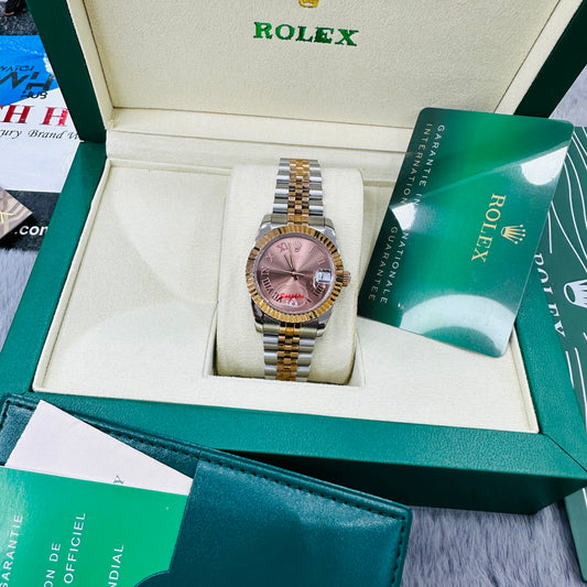 Rolex Datejust Silver& Rose Gold Automatic Stainless Steel Chain Lady’s  Watch