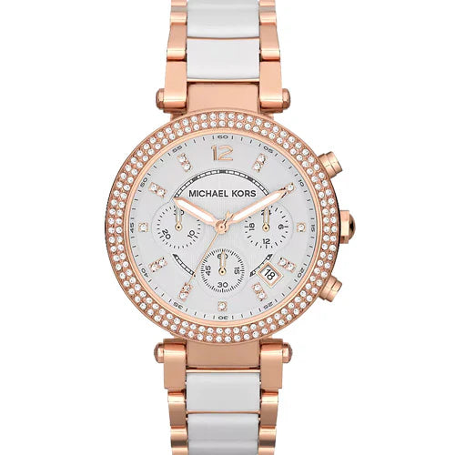 Michael Kors MK5774 Parker White Quartz Stainless Steel Chain Women’s Watch