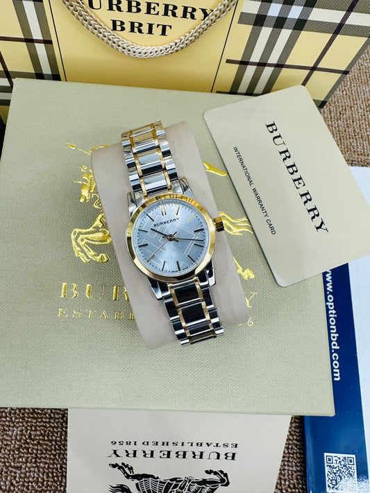 Burberry Dualtone Quartz 28mm Stainless Steel Chain Ladies Watch
