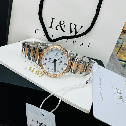 I&W Carnival Dualtone White Dial Quartz Stainless Steel Chain Lady’s Watch