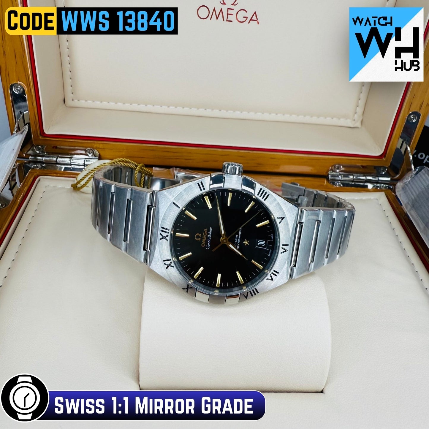 Omega Constellation Automatic Black Dial Customized 41mm Swiss 1:1 Mirror Grade Men’s Watch