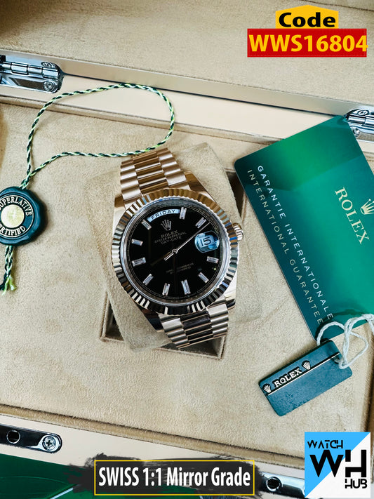 Rolex Day-Date 40mm Rose Gold M-228235 Stainless Steel Chain Men’s Watch