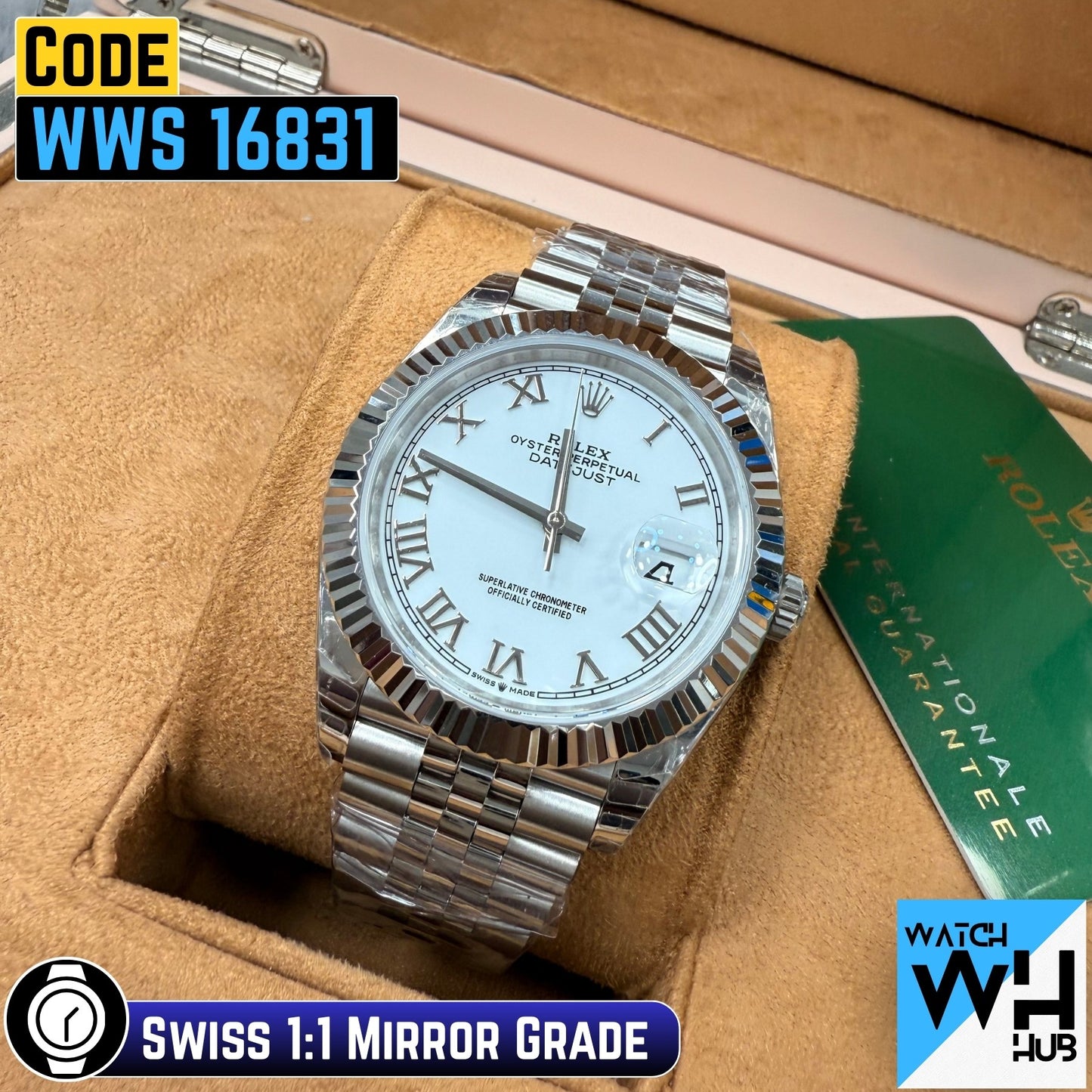 Rolex Datejust 126334 Fluted Bezel White Roman Dial Jubilee Bracelet 41mm Swiss 1:1 Mirror Grade Men’s Watch
