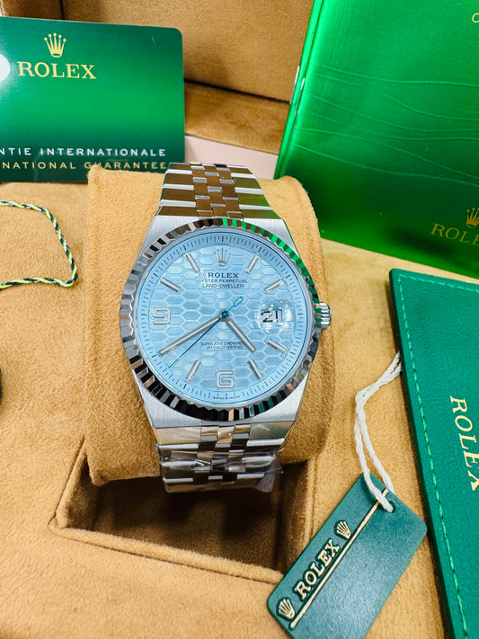 Rolex Land-Dweller 127336 honeycomb-motif dial & Flat Jubilee bracelet 40mm Dial Swiss Grade Men's Watch