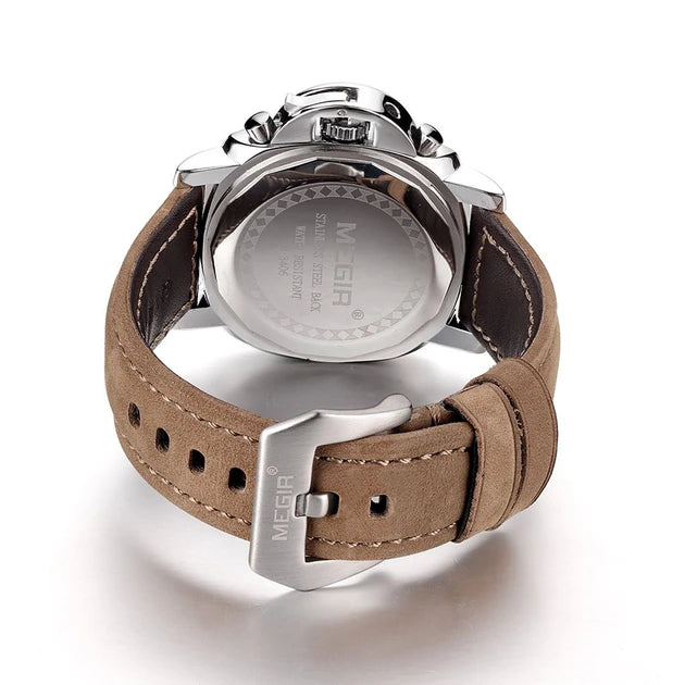 Megir ML3406GBN-7 Chronograph Quartz Brown Genuine Leather Men’s watch
