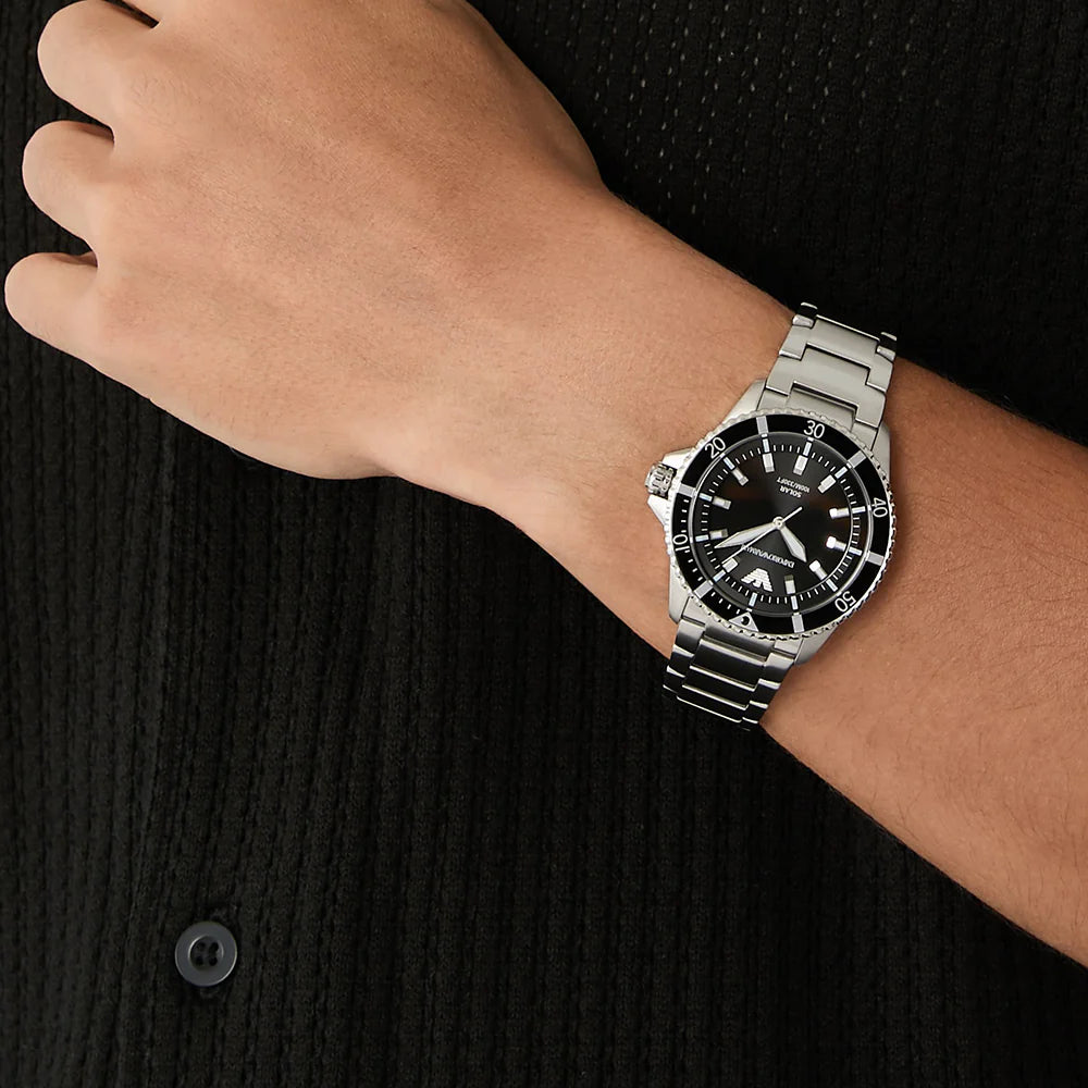 Emporio Armani World Explorer AR11787 Quartz "Solar-Powered" Stainless Steel Chain Men’s Watch