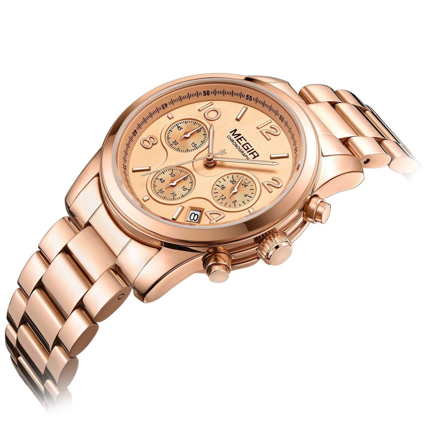 Megir MS2057LRE-0N0 Chronograph Quartz Rosegold Stainless Steel chain Women’s watch