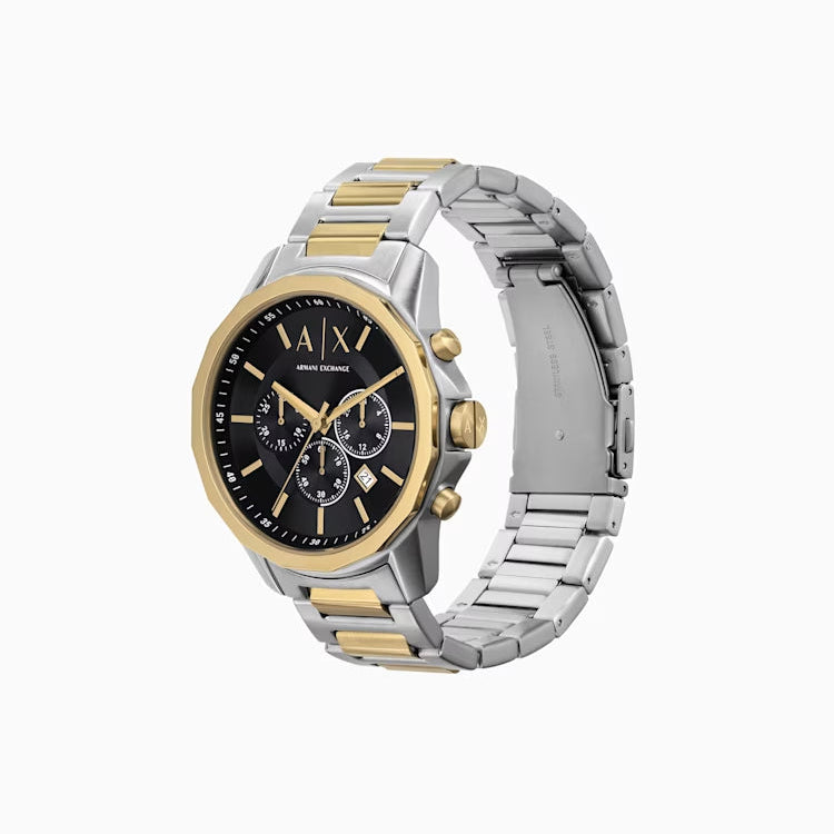 Armani Exchange AX7148 Chronograph Quartz Black Dial Two-Tone Stainless Steel Chain Men’s Watch