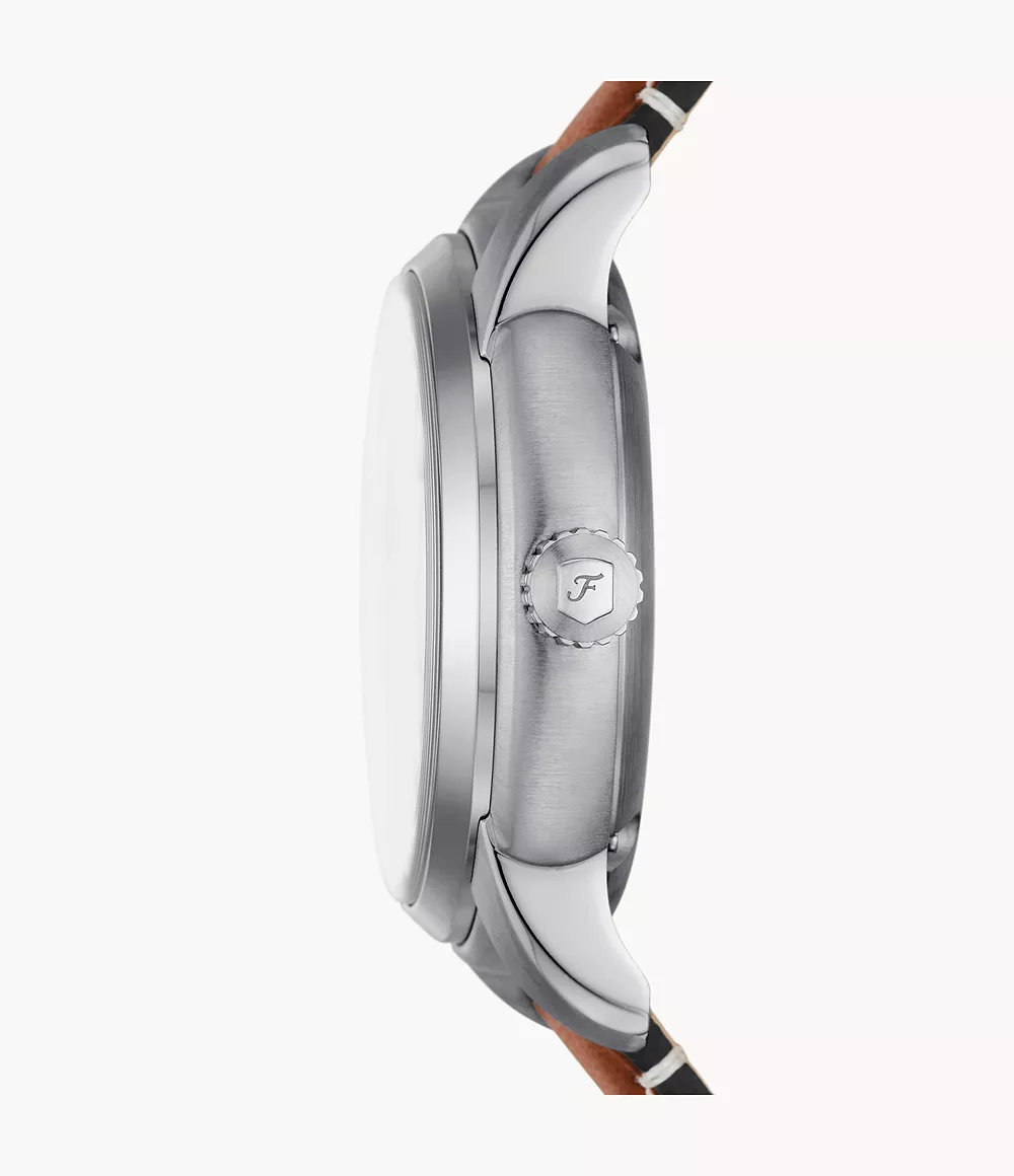 Fossil Heritage ME3263 Automatic Blue Dial Skeleton Genuine Leather Strap Men’s Watch