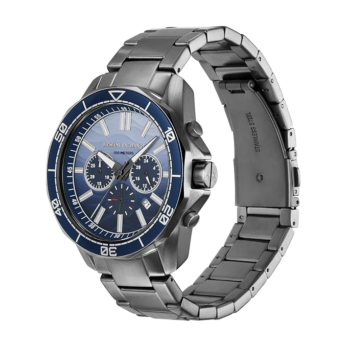 Armani Exchange Spencer AX1967 Chronograph Quartz Blue Dial Stainless Steel Chain Men’s Watch