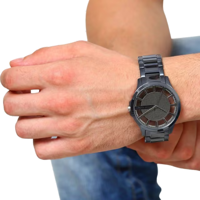 Armani Exchange Hampton AX2401 Quartz Charcoal Dial Stainless Steel Chain Men’s Watch