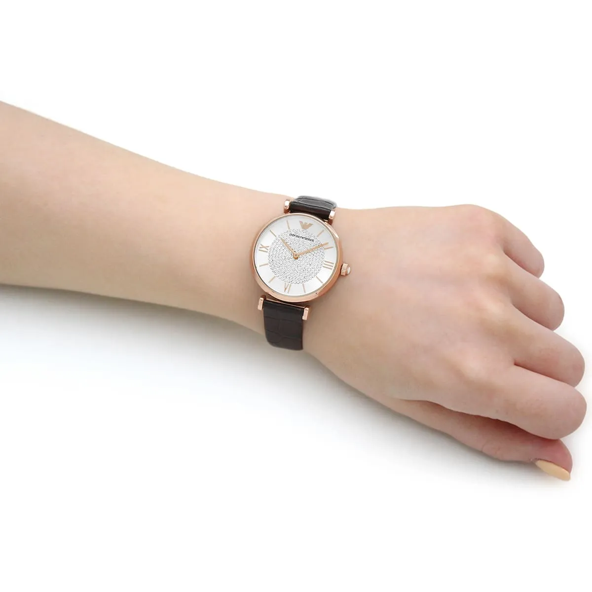 Emporio Armani Gianni T-Bar AR11269 Quartz Stainless Steel Original Leather Strap Ladies Watch