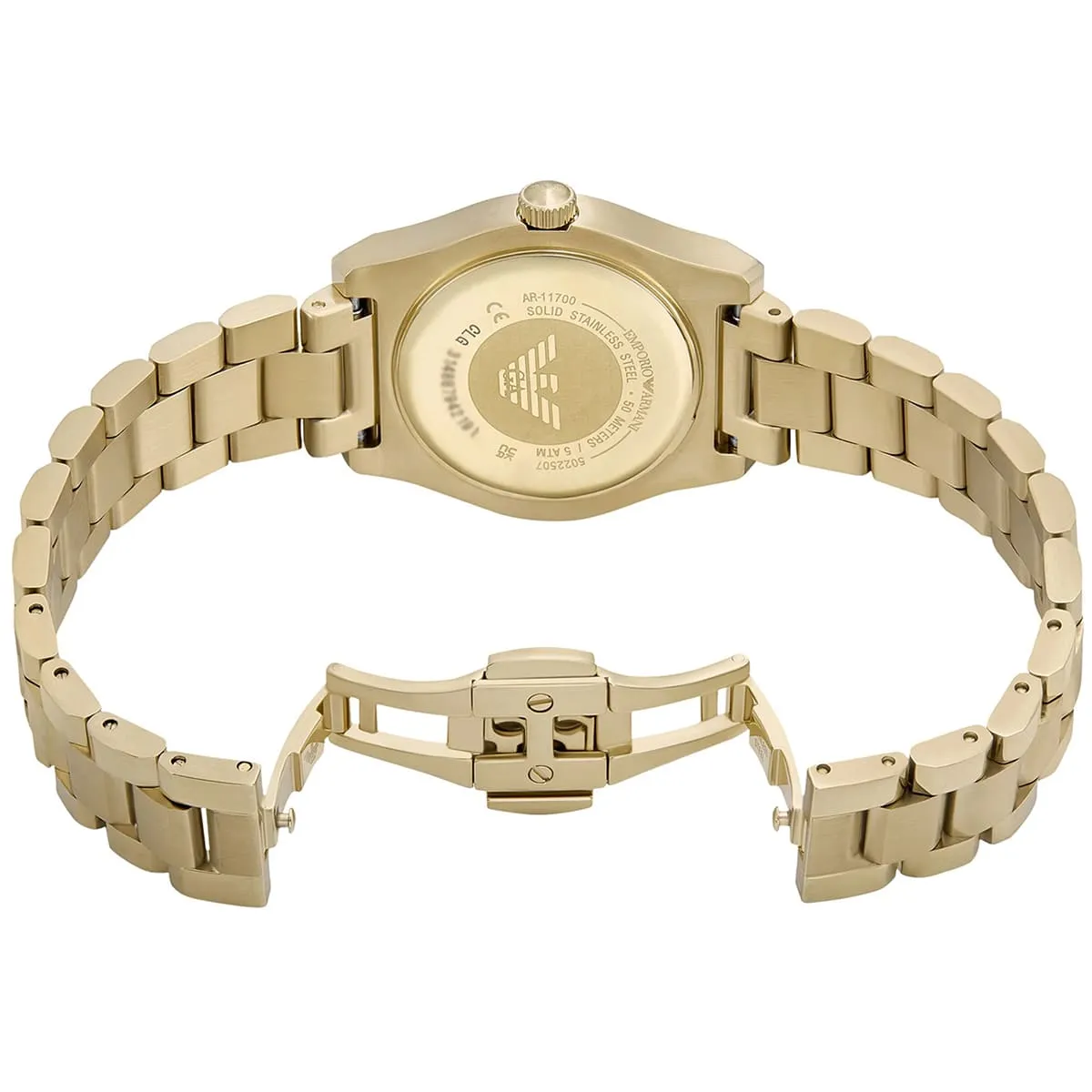 Emporio Armani Federico AR11700 Gold-Tone Quartz Brown Dial Stainless Steel Chain Lady’s Watch