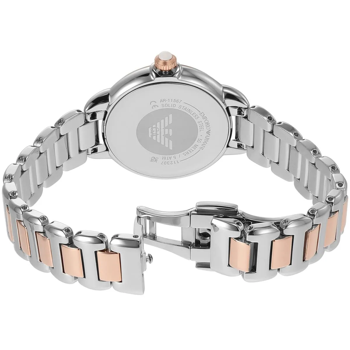 Emporio Armani Mia AR11567 Quartz White Moon-Phase Dial Stainless Steel Chain Lady’s Watch