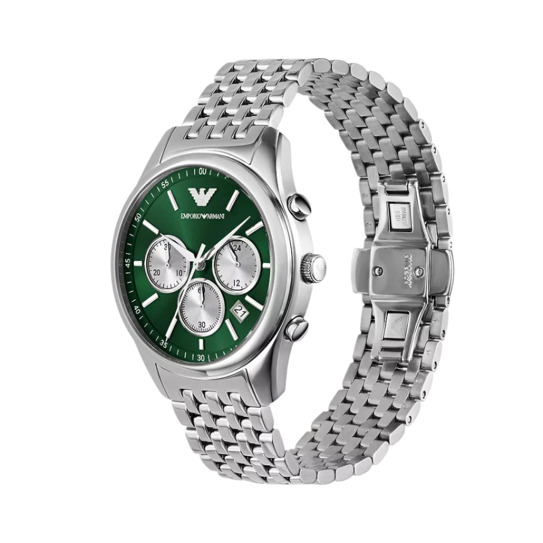 Emporio Armani Antonio AR11581 Chronograph Quartz Green Dial Stainless Steel Chain Men’s Watch