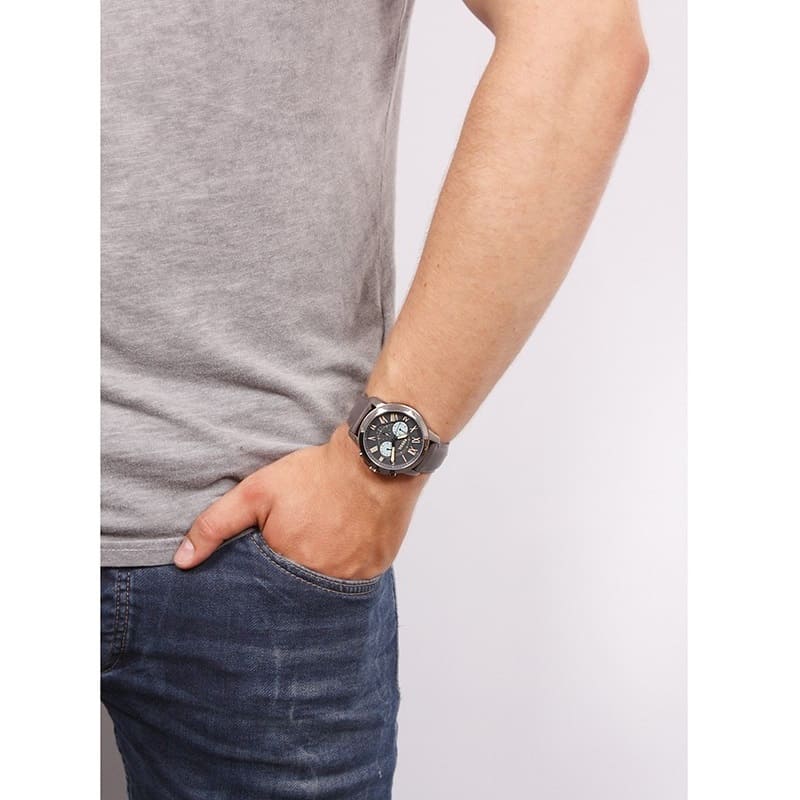 Fossil Grant FS5183 Chronograph Quartz Gunmetal Dial Genuine Leather Strap Men’s Watch