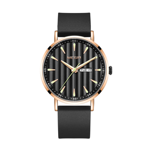Megir M-1081 Quartz Dualtone Black Silicone Strap Men’s watch